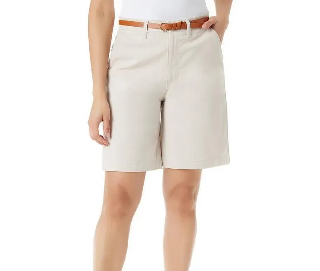 Womens 9 in. Belted Trouser Shorts