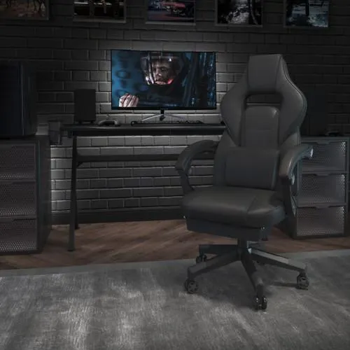 X40 Gaming Chair Silla de ordenador ergonómica de carreras con respaldo/brazos totalmente reclinables, reposapiés deslizable, masaje lumbar - Negro