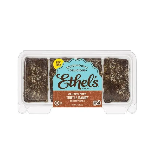 Ethel's Baking Co. Turtle Dandy Dessert Bar Tray, Shelf-Stable, Baked, 1.5 oz, 4 Count