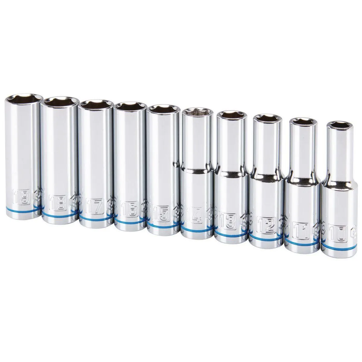 1/2 in. Drive Metric Chrome Deep Socket Set, 10-Piece
