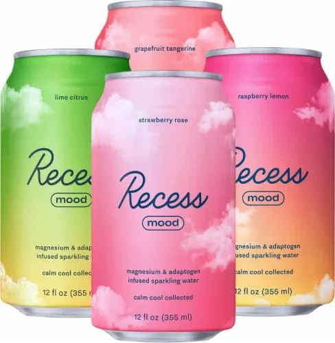 Recess Mood Magnesium Supplement Drink Calming Beverage 12 Ounce Pack of 12 Variety Pack