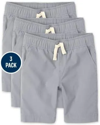 Paquete de 3 pantalones cortos tipo jogger sin cordones de uniforme para niños - fin gray