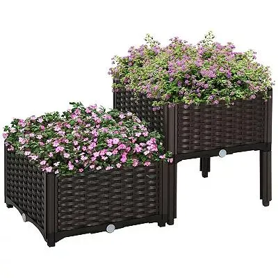4-piece Raised Flower Bed Vegetable Herb Planter Lightweight