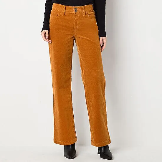 St. John's Bay Womens Mid Rise Wide Leg Corduroy Pant