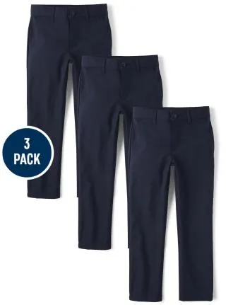 Boys Uniform Quick Dry Skinny Chino Pants 3-Pack - new navy