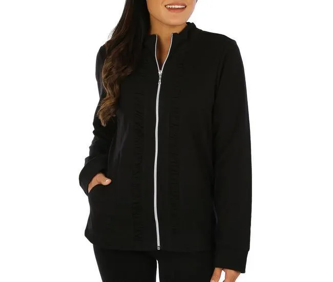 Womens Full Zip Ruched Panel Jacket
