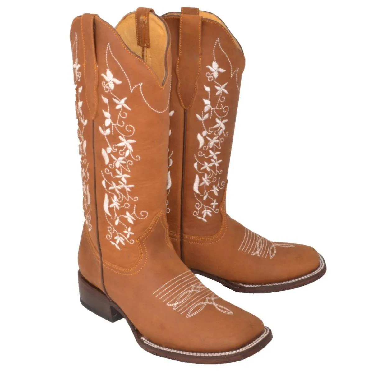 Botas Altas de Cuero con Flores para Mujer en Horma Rodeo Q322M6251