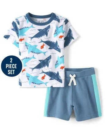 Baby And Toddler Boys Shark 2-Piece Outfit Set - multi clr