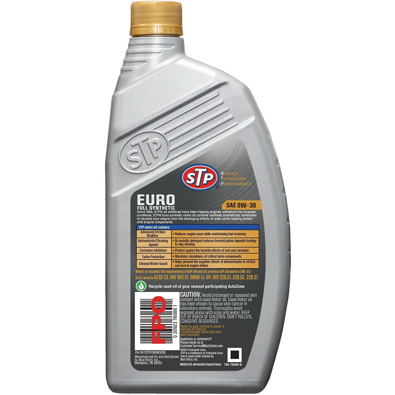 STP Full Synthetic Engine Oil 0W-30 1 Quart