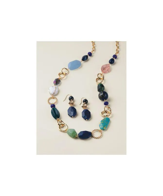 Blue Modern Mosaic Necklace and Earring Set | Avon