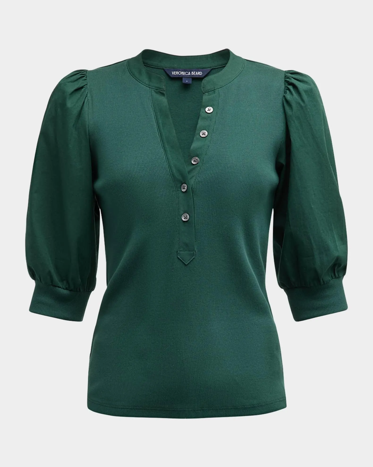 Coralee Puff Sleeve Button-Front Top