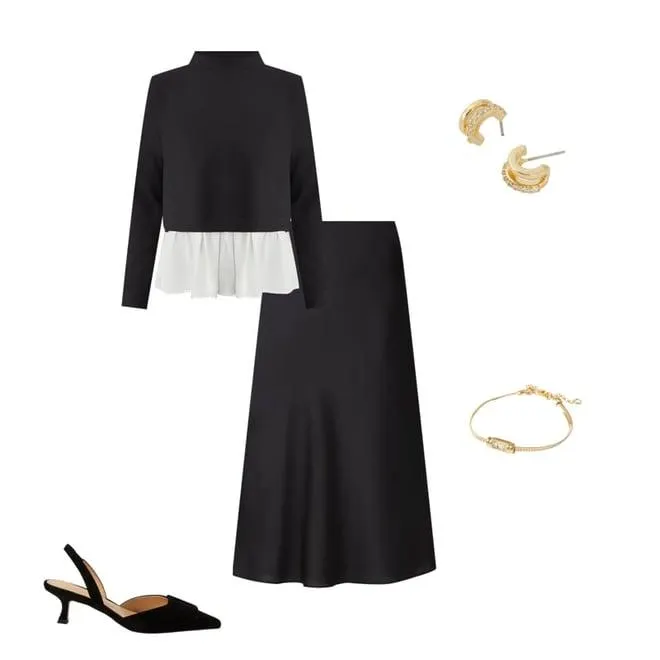 Ruffle Hem Mixed Media Top