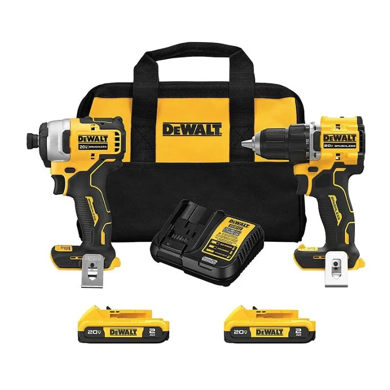 DCK225D2 Brushless Combo Kit, Battery Included, 2 Ah, 20 V, Lithium-Ion