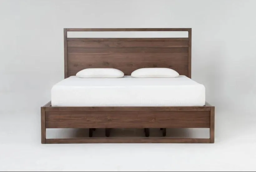 Sawyer Brown Walnut Queen Wood Platform Bed With Storage | Drawers