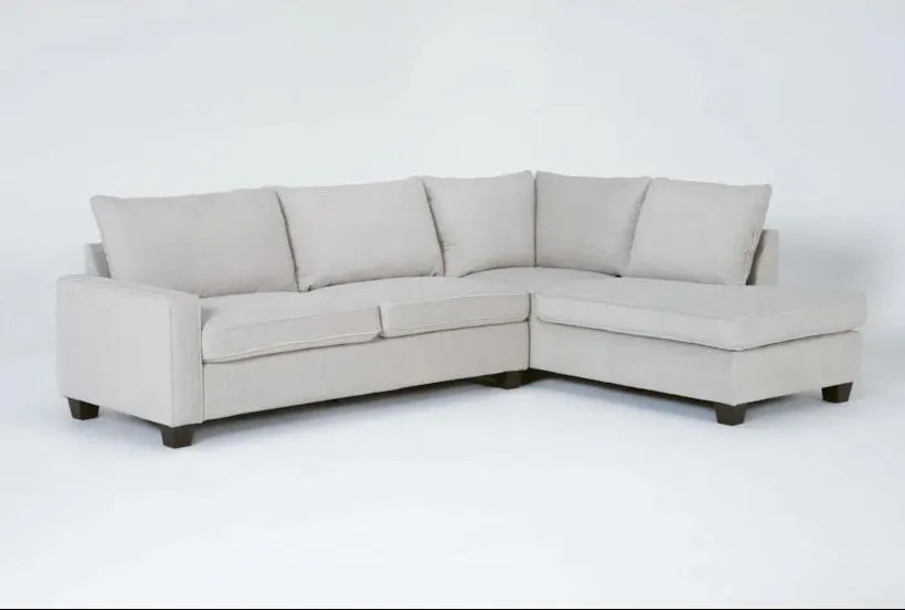 Reid Buff Beige White Fabric 109" 2 Piece L-Shaped Sectional with Right Arm Facing Corner Chaise | Track Arms