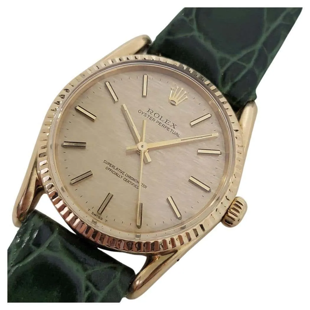 Mens Rolex Ref 1011 Oyster Perpetual 18k Gold Automatic 1970s Vintage RJC154G