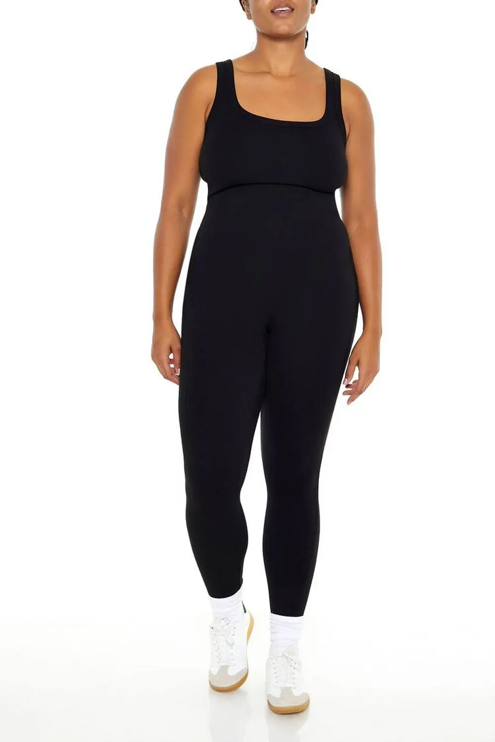 Plus Size Ribbed Knit Tank Jumpsuit