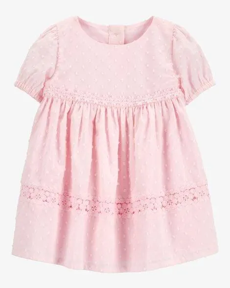 Baby Textured Babydoll Dress- Pink