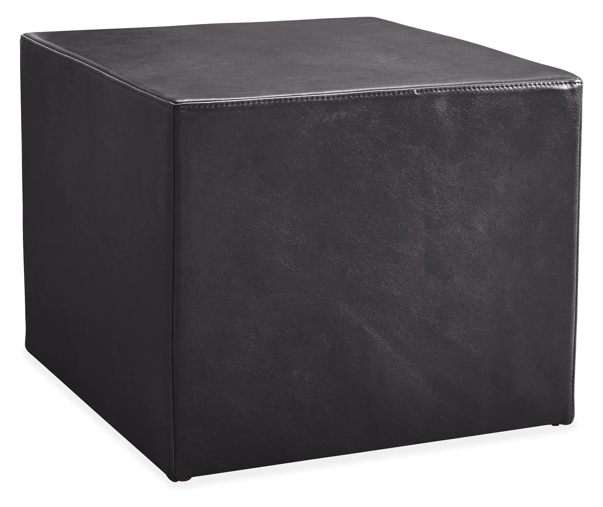 Aero 20w 20d 16h Square Ottoman in Vento Black Leather