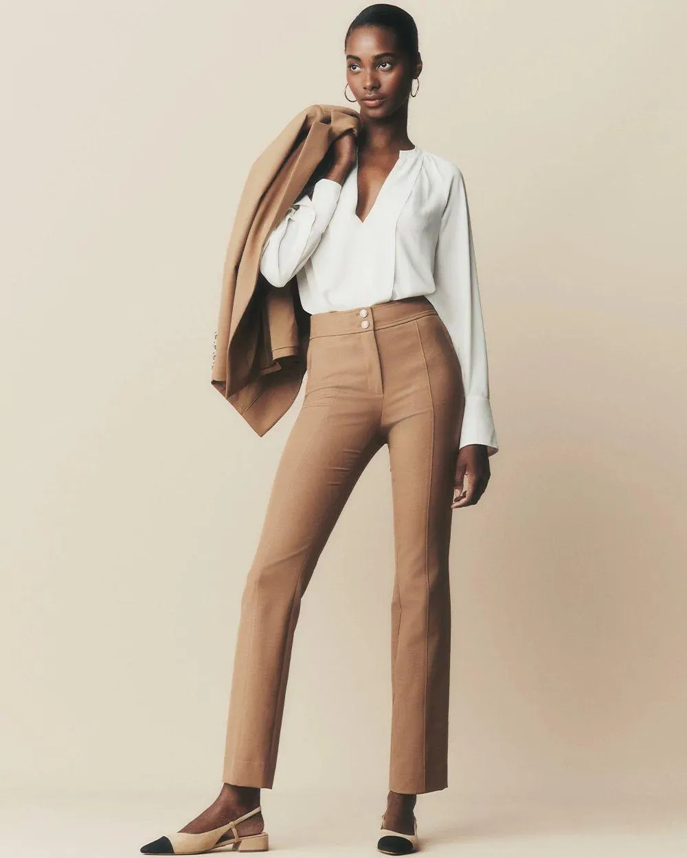 WHBM ® High-Rise Straight Leg Woven Pants