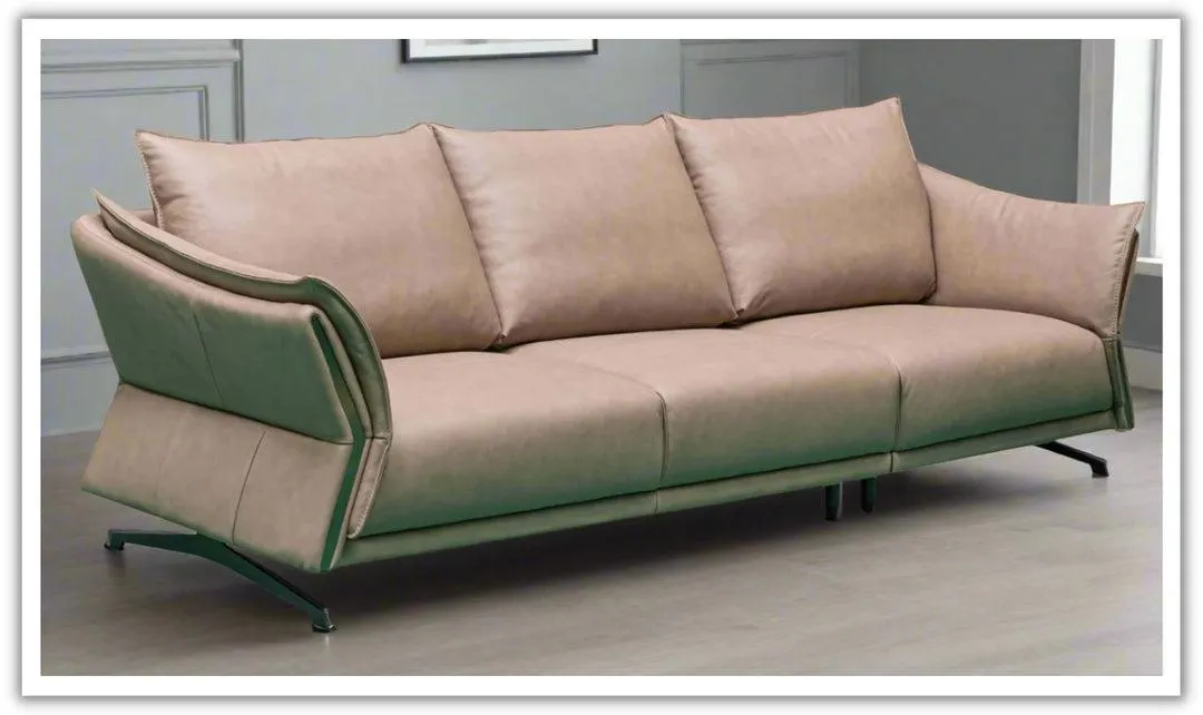 Klaussner Giada 3-Seater Brown Leather Sofa with Attached Back Cushion