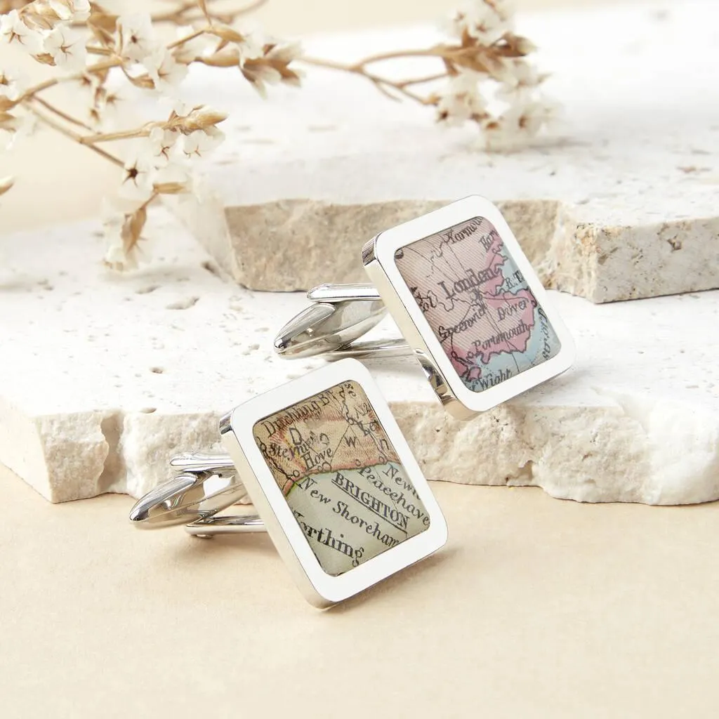 Personalised Location Map Cufflinks