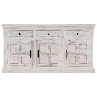 vidaXL Sideboard White 140x40x74 cm Solid Mango Wood