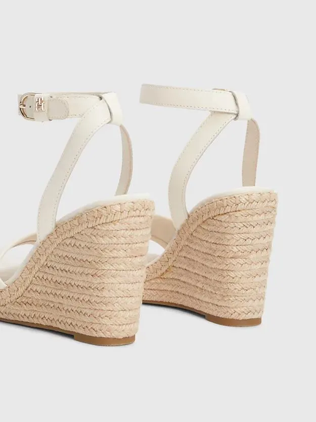 Leather Woven High Wedge Sandals