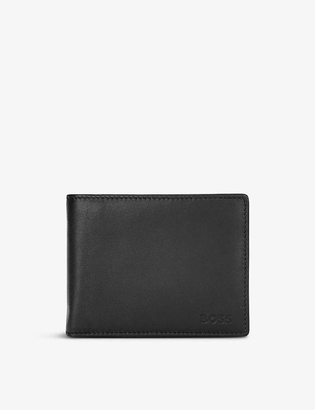 Logo-embossed leather billfold wallet
