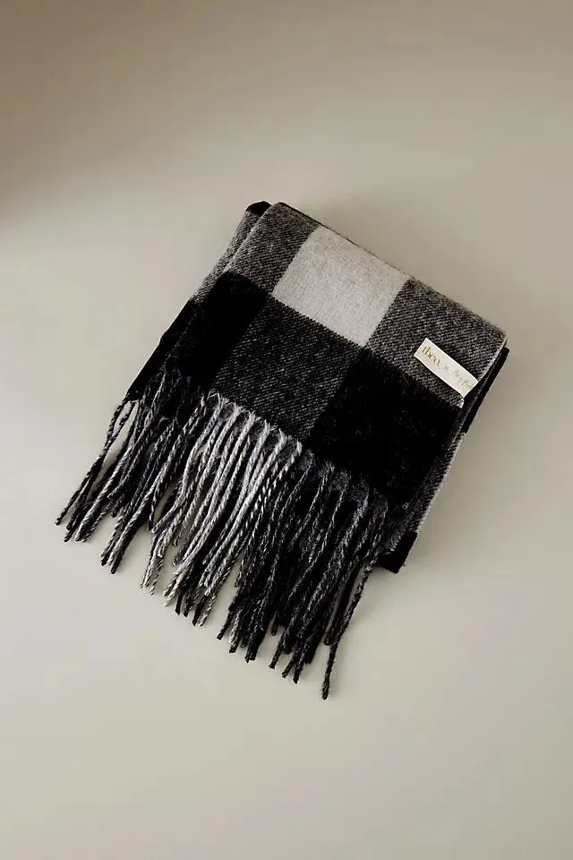 The Tartan Blanket Co. x Amy Bell The Spencer Monochrome Check Wool Scarf