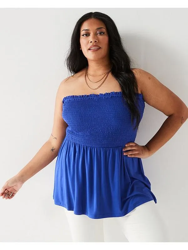 Shirred Peplum Bandeau Top