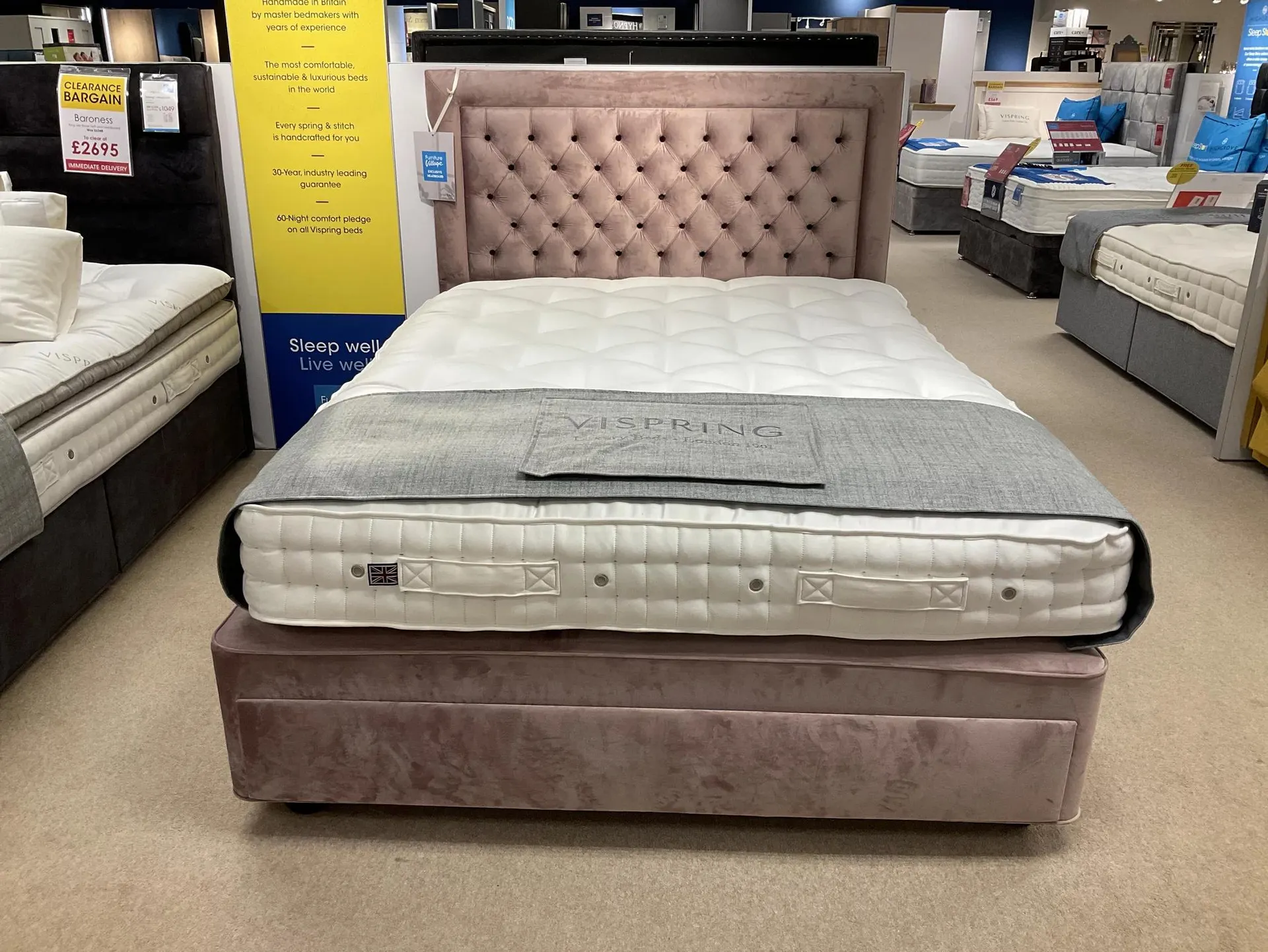 Vispring Devonshire king size divan dual tension S/M and Harmonia Headboard