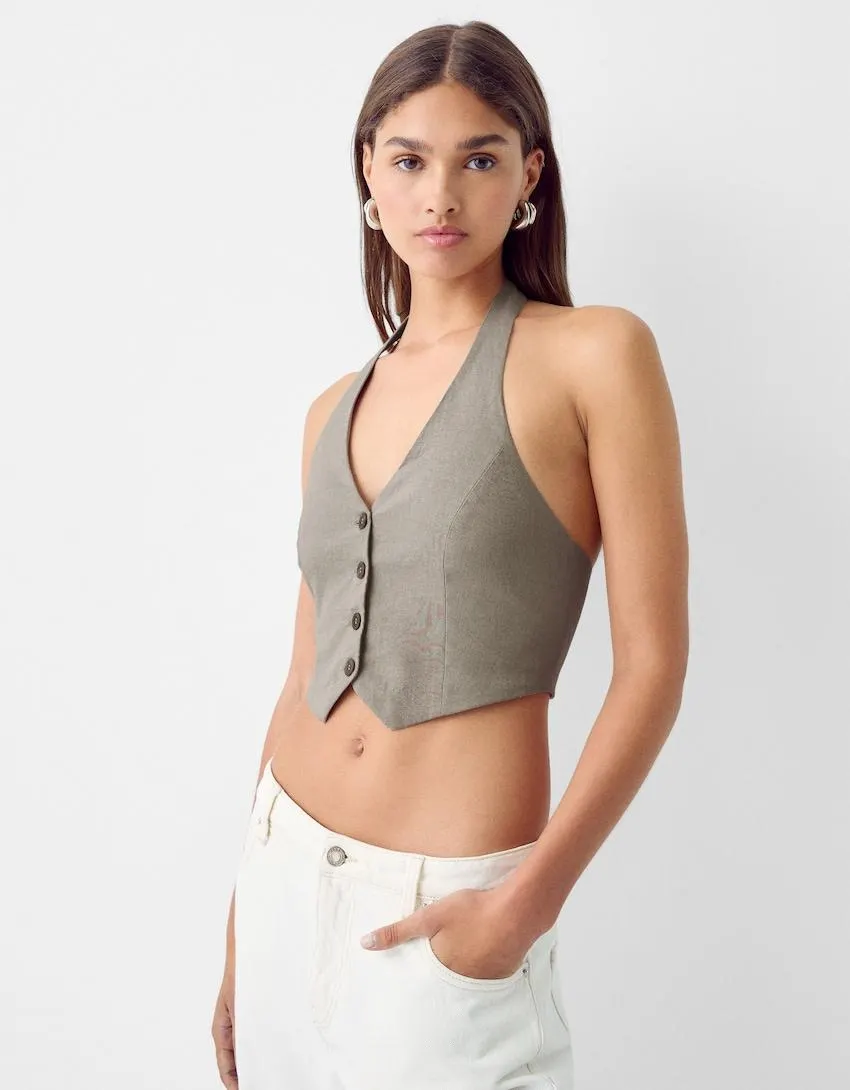 Halter waistcoat with linen