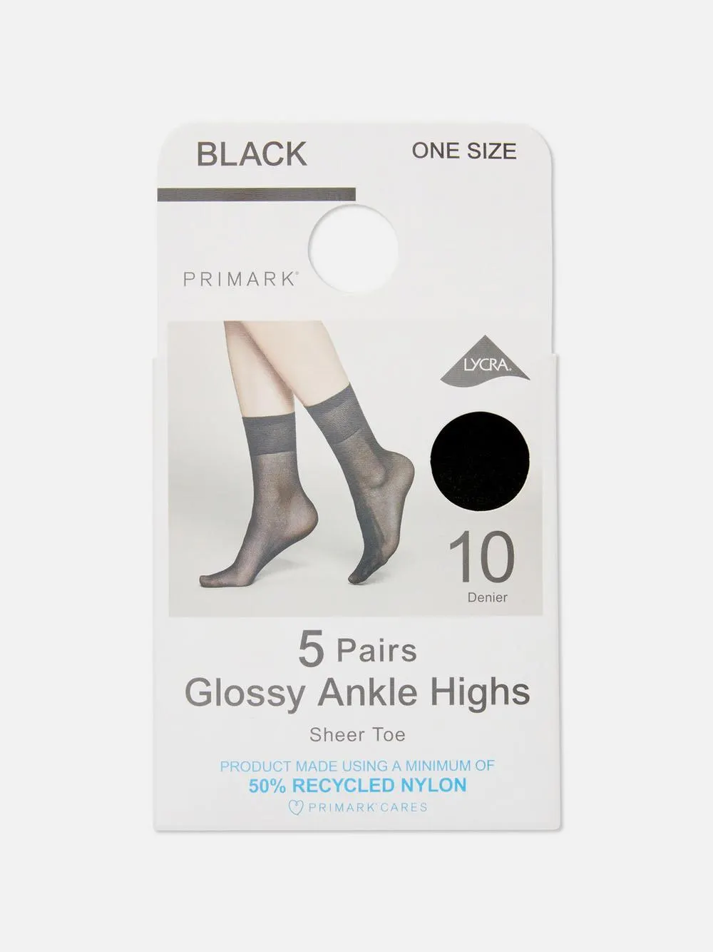 5pk Sheer Glossy Ankle Highs