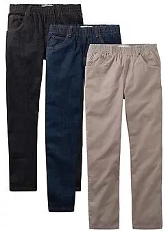 Kids Pack of 3 Elasticated Waist Trousers