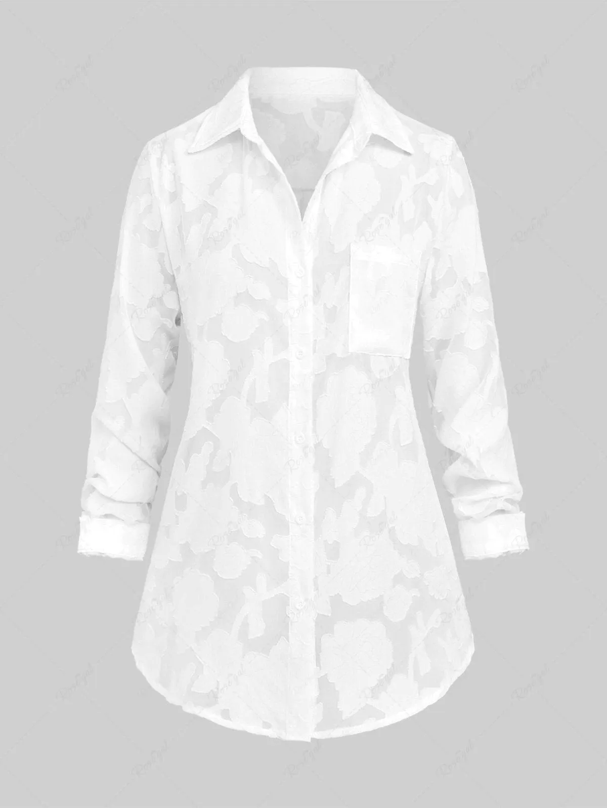 Plus Size Buttons Applique Pocket Blouse - 2xl