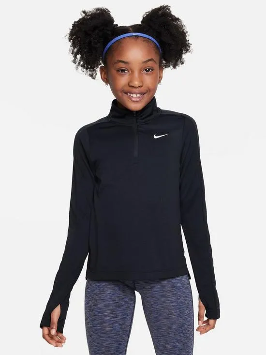 Older Girls Dri-fit Half Zip Long Sleeve Training Top - Black