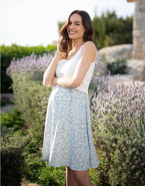 Sage & White Maternity & Nursing Dress