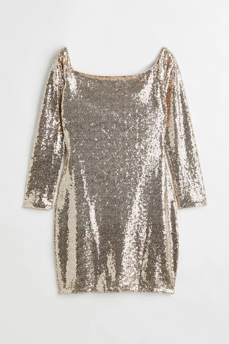 Sequined off-the-shoulder dress