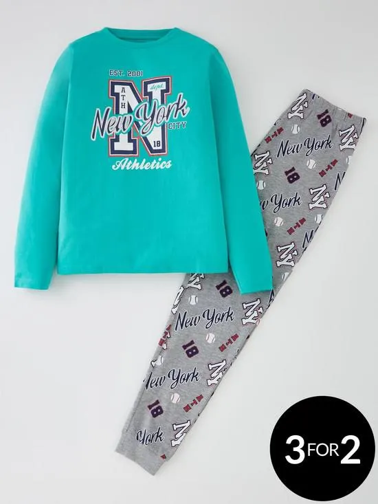 Boys Varsity Long Sleeve Pyjama - Multi