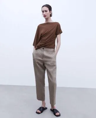 Lyocell and linen asymmetric T-shirt