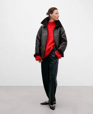 Leather texture jacket for woman