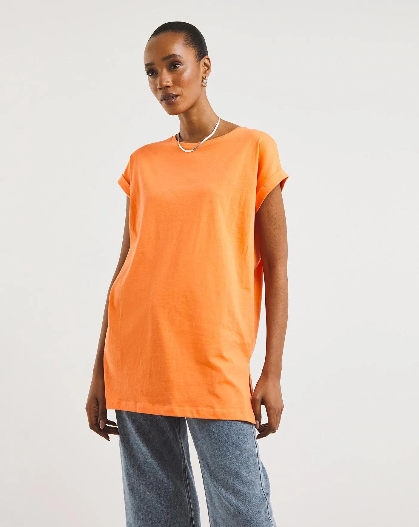Orange Basic Cotton Relaxed T-Shirt