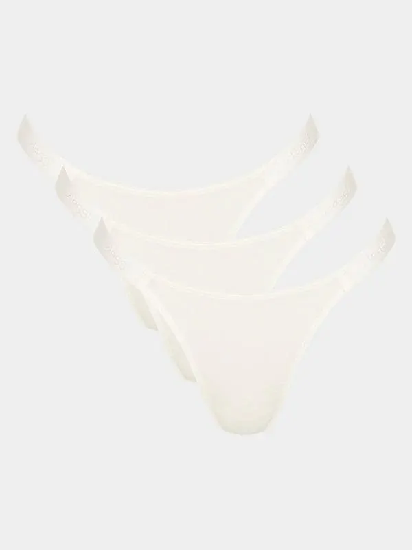 GO Casual Tiny Tanga 3 Pack Briefs - Silk White