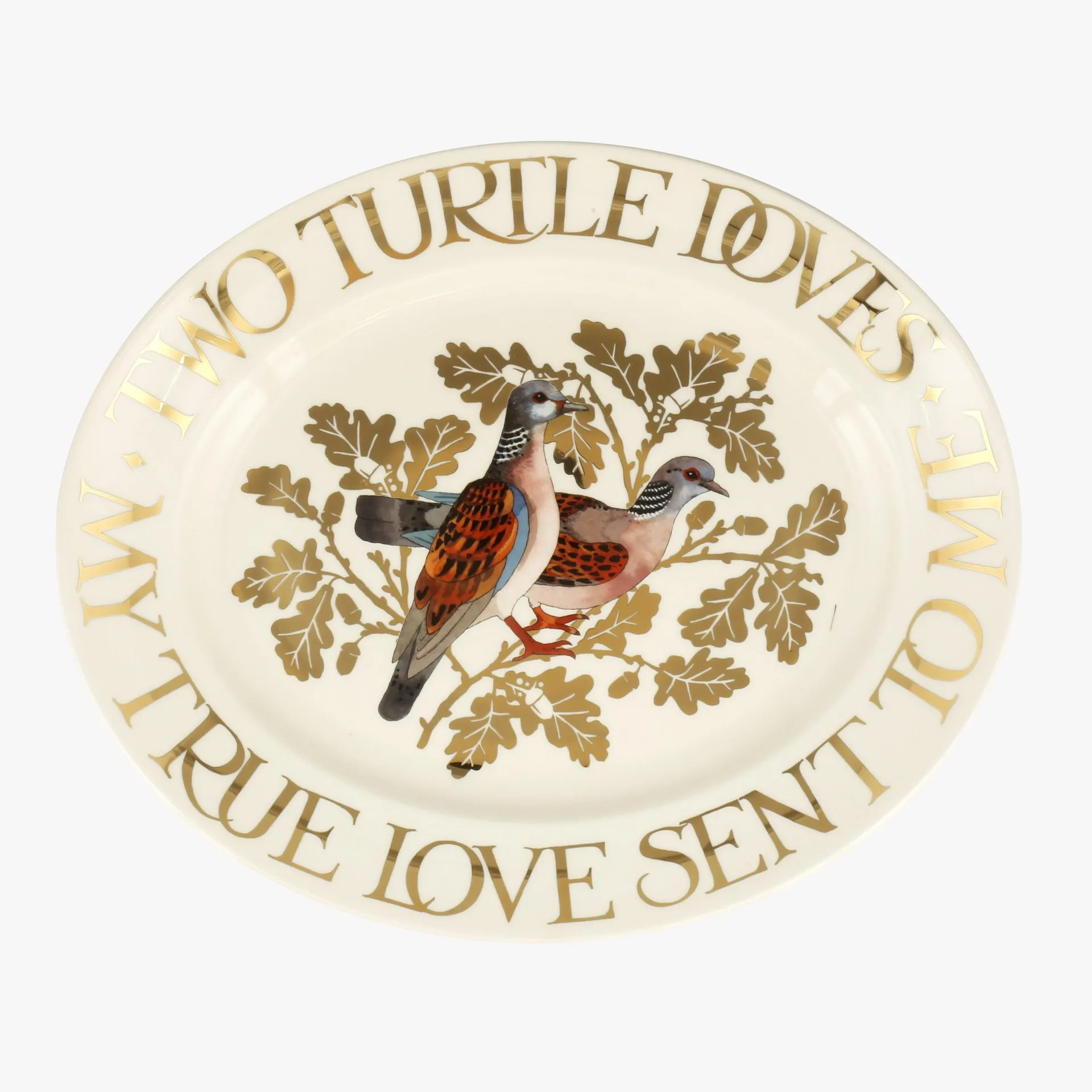 12 Days Of Christmas Two Turtle Doves Medium Oval Platter