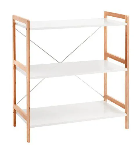 Shelving unit BROBY 3 shelves bamboo/wht