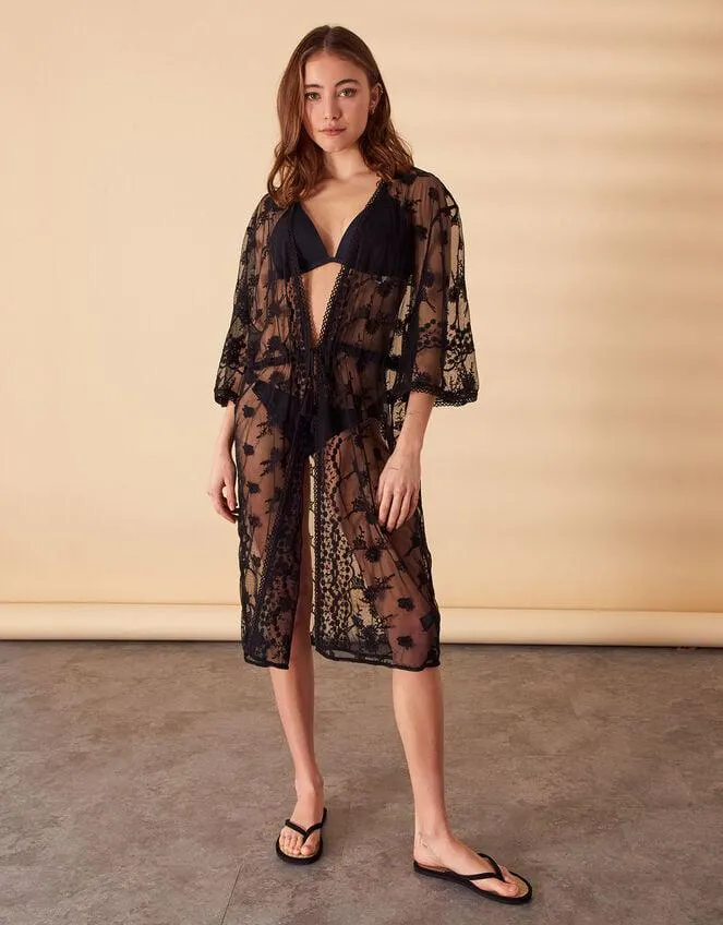 Lace Kimono Black