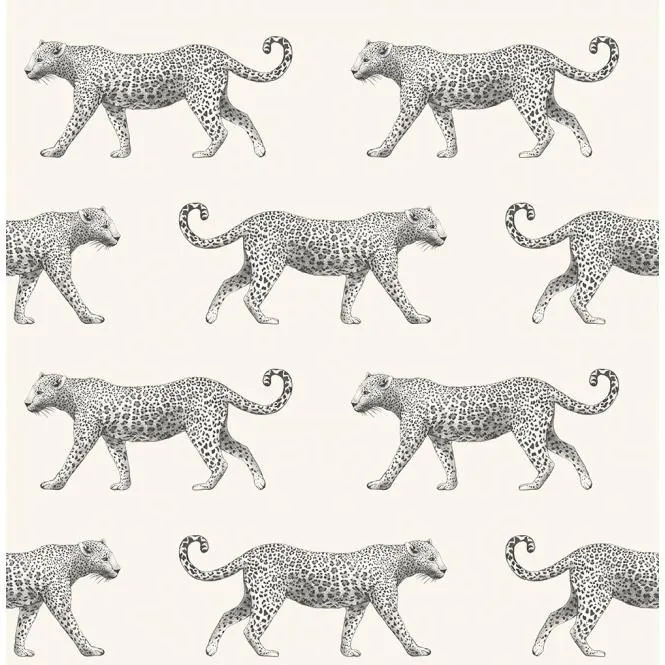 Leopard Motif Wallpaper in Black and White