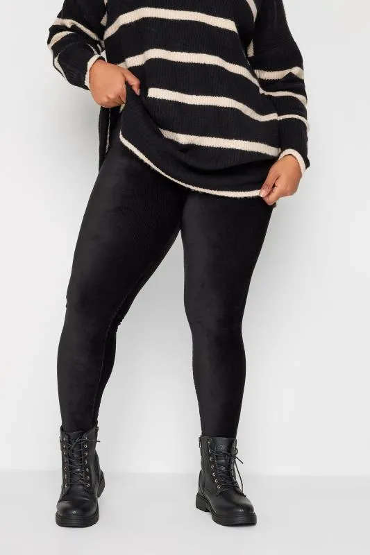 YOURS Curve Black Cord Stretch Leggings