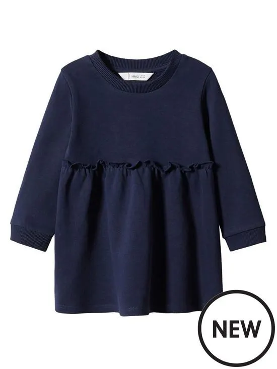 Younger Girls Sweat Dress- Navy